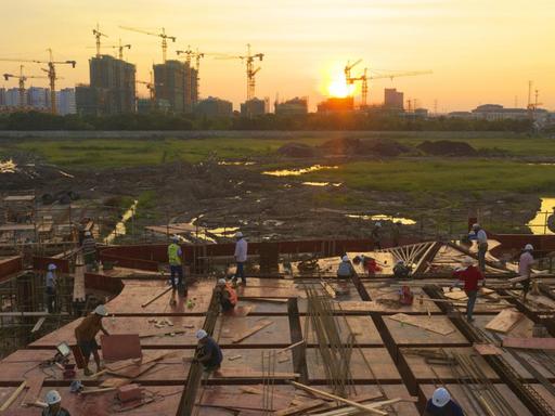 Bauarbeiten in der chinesischen Stadt Taicang