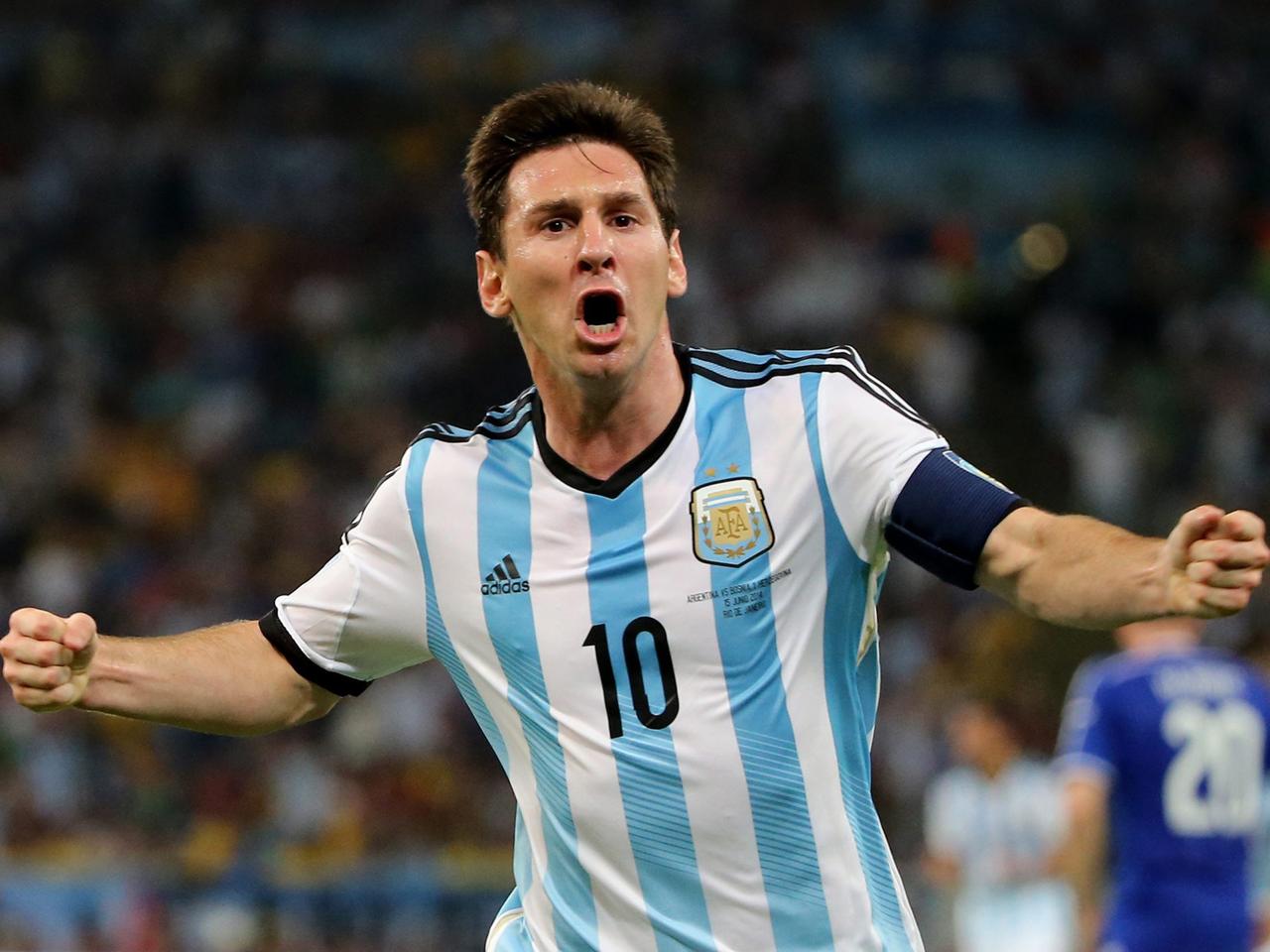 Der argentinische Spieler Lionel Messi nach seinem ersten Treffer bei der FIFA WM 2014