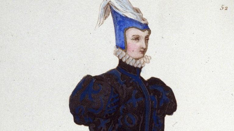 Porträt der französischen Dichterin Louise Labbé oder Labé (ca. 1524-1566) in Form eines Kupferstichs von 1830.