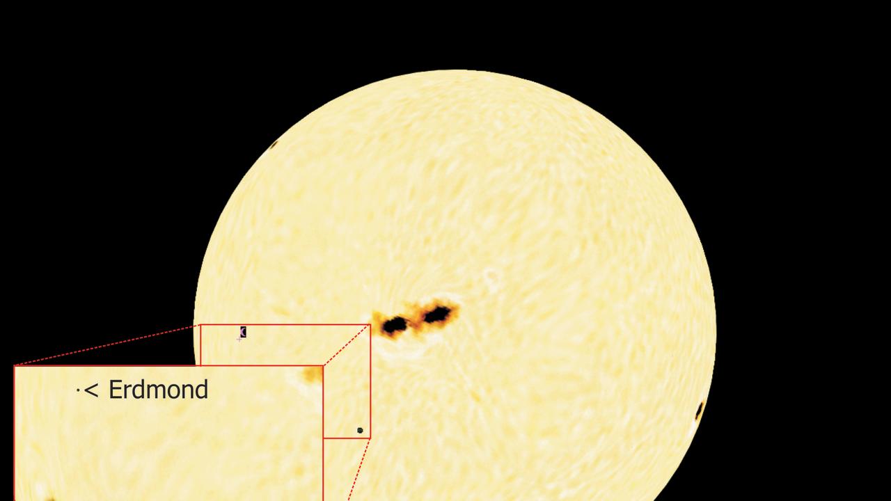 Beobachter auf dem Jupiter könnten heute beobachten, wie Erde und Mond gemeinsam vor der Sonne entlang ziehen Beobachter auf dem Jupiter könnten heute beobachten, wie Erde und Mond gemeinsam vor der Sonne entlang ziehen