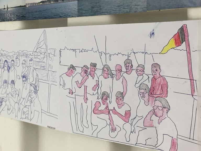 Zeichnungen junger Flüchtlinge im Rahmen des Projekts "Klangbild - Leben in der Fremde"