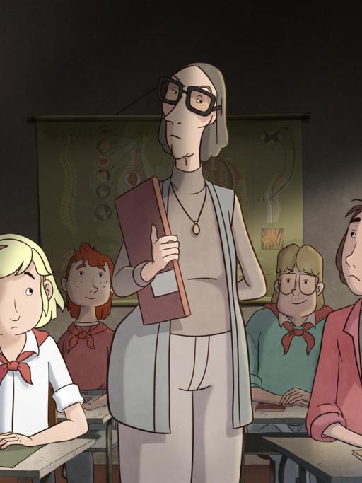 Bild aus dem Animationsfilm "Fritzi": Schüler in einer Klasse.
