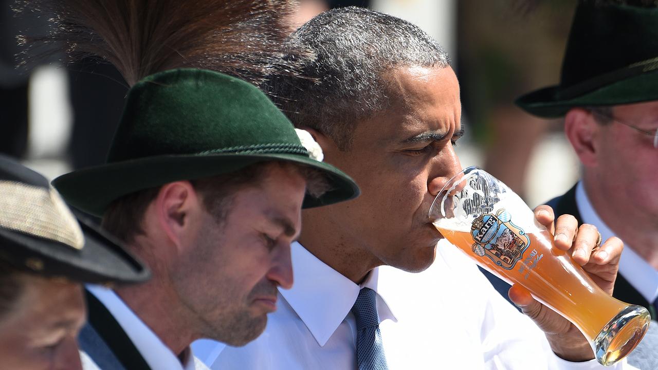 US-Präsident Barack Obama bei einem Bier-Stopp im bayerischen Krün.
