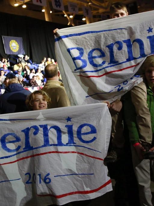 Eine Wahlkampfkampagne des Senators Bernie Sanders vor der Vorwahl im US-Bundesstaat New Hampshire.