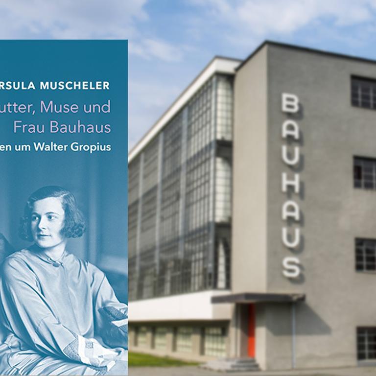 An die Fassade des Bauhaus' in Dessau wurde das Wort "Bauhaus" befestigt.