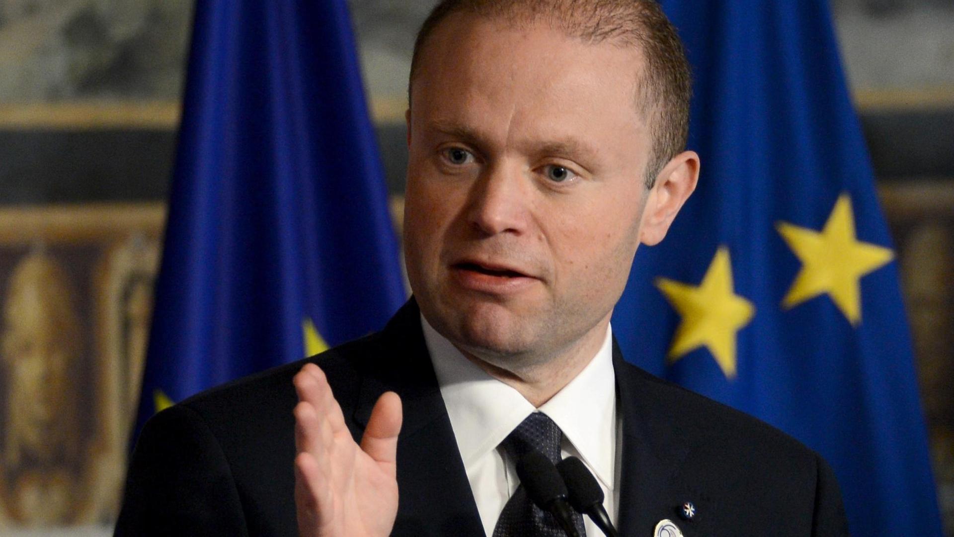 Maltas Premier Joseph Muscat vor dem EU-Gipfel am 25. März 2017 in Rom, Italien.