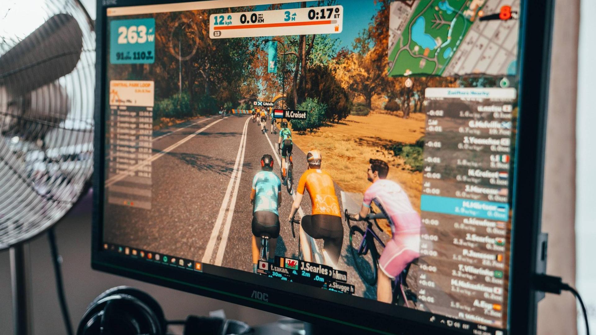 Ein virtuelles Radrennen.