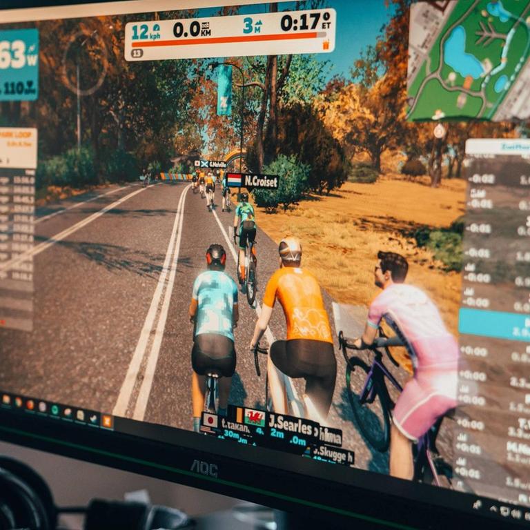 Ein virtuelles Radrennen.