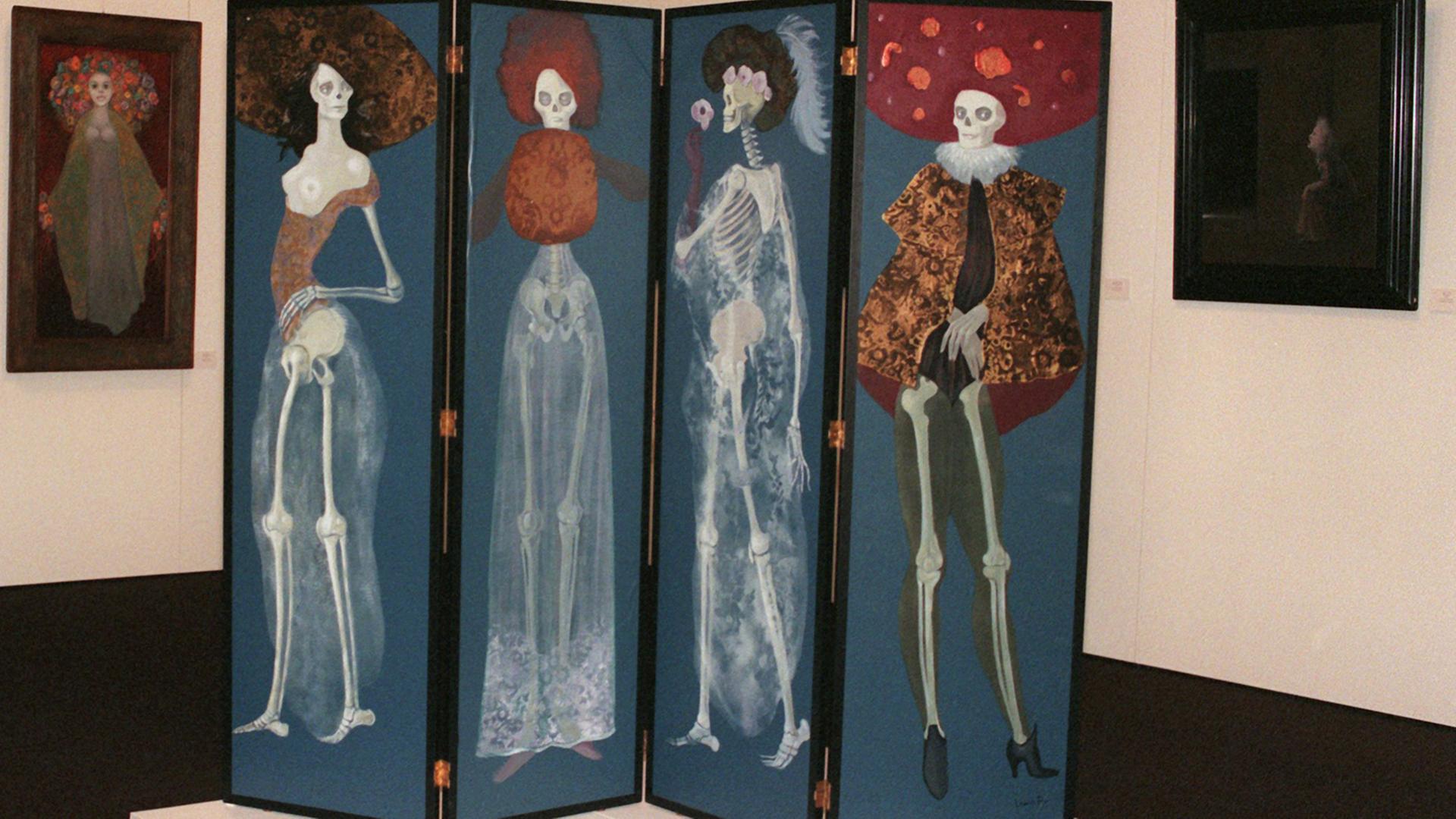 Das Bild "Metamorphose einer Frau" von Leonor Fini (aufgenommen im Panorama Museum Bad Frankenhausen)
