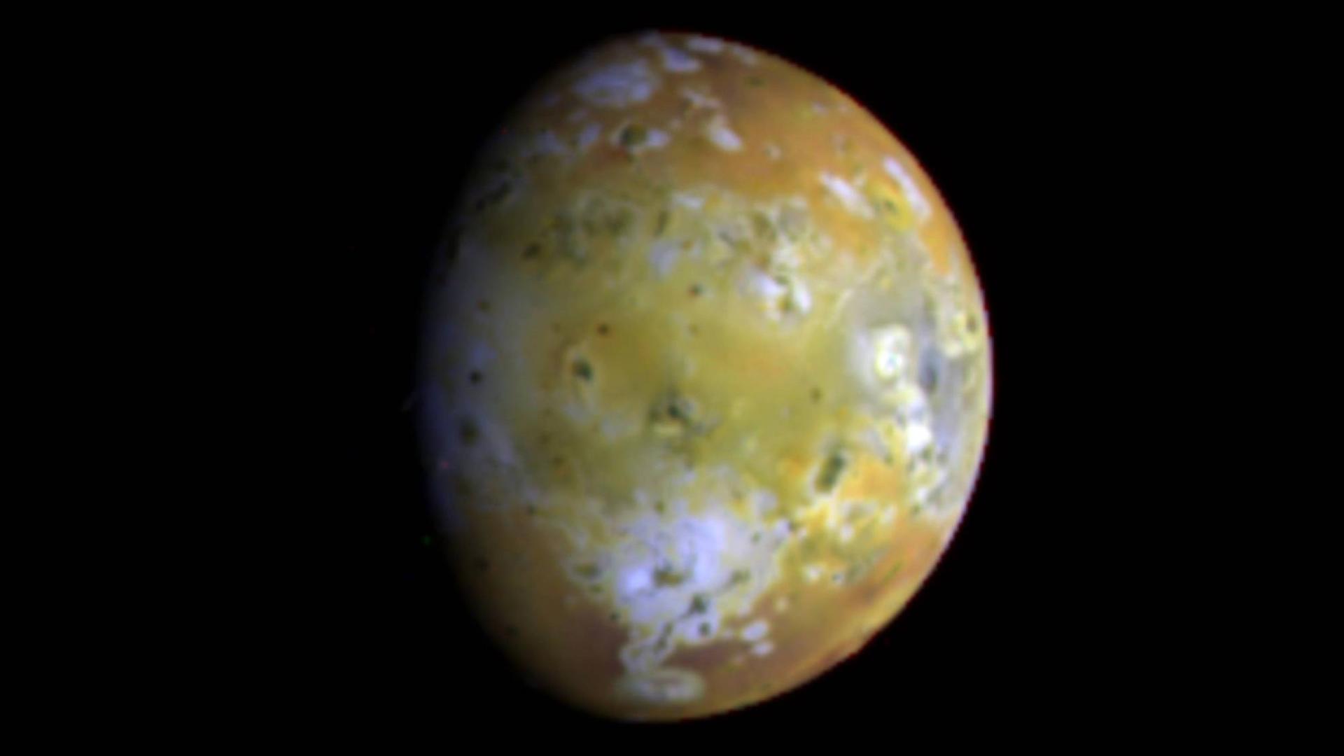 Jupiters vulkanischz aktiver Mond Io in einer Aufnahme der NASA-Sonde "Galileo".