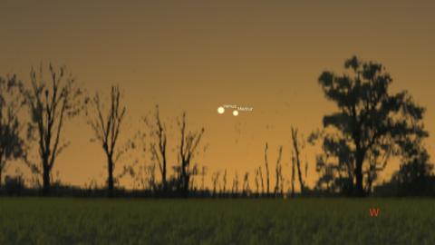 Merkur und Venus nebeneinander am frühen Abendhimmel