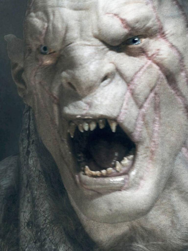 Filmszene aus "Hobbit - Die Schlacht der fünf Heere": ein Ork brüllt