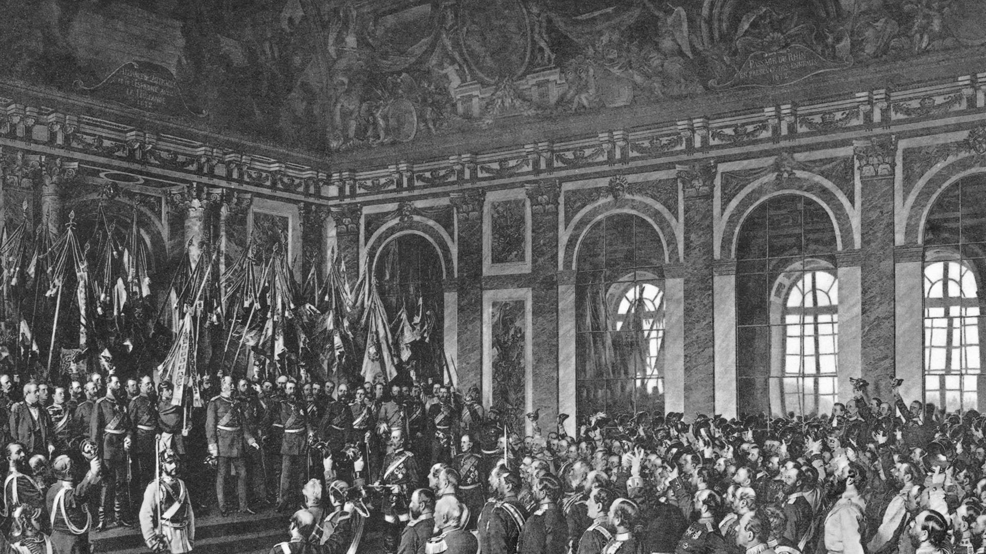 "Die Proklamation des Deutschen Kaiserreichs im Spiegelsaal zu Versailles am 18. Januar 1871": Die erste Fassung des Gemäldes von Anton von Werner