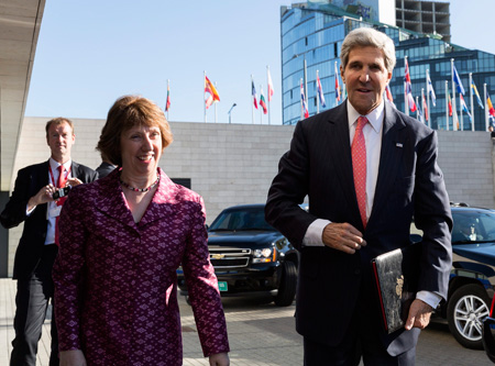 Die EU-Außenbeauftragte Ashton mit US-Außenminister Kerry
