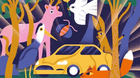 Eine Illustration von Comic-Künstlerin Julia Kluge zum Feature "Das TESLA-Versprechen" von Norbert Lang.