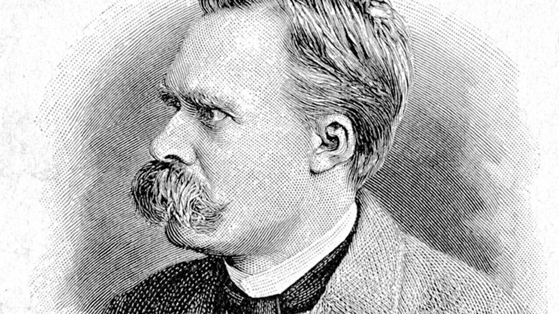 Zeitgenössisches Porträt des deutschen Philosophen Friedrich Nietzsche