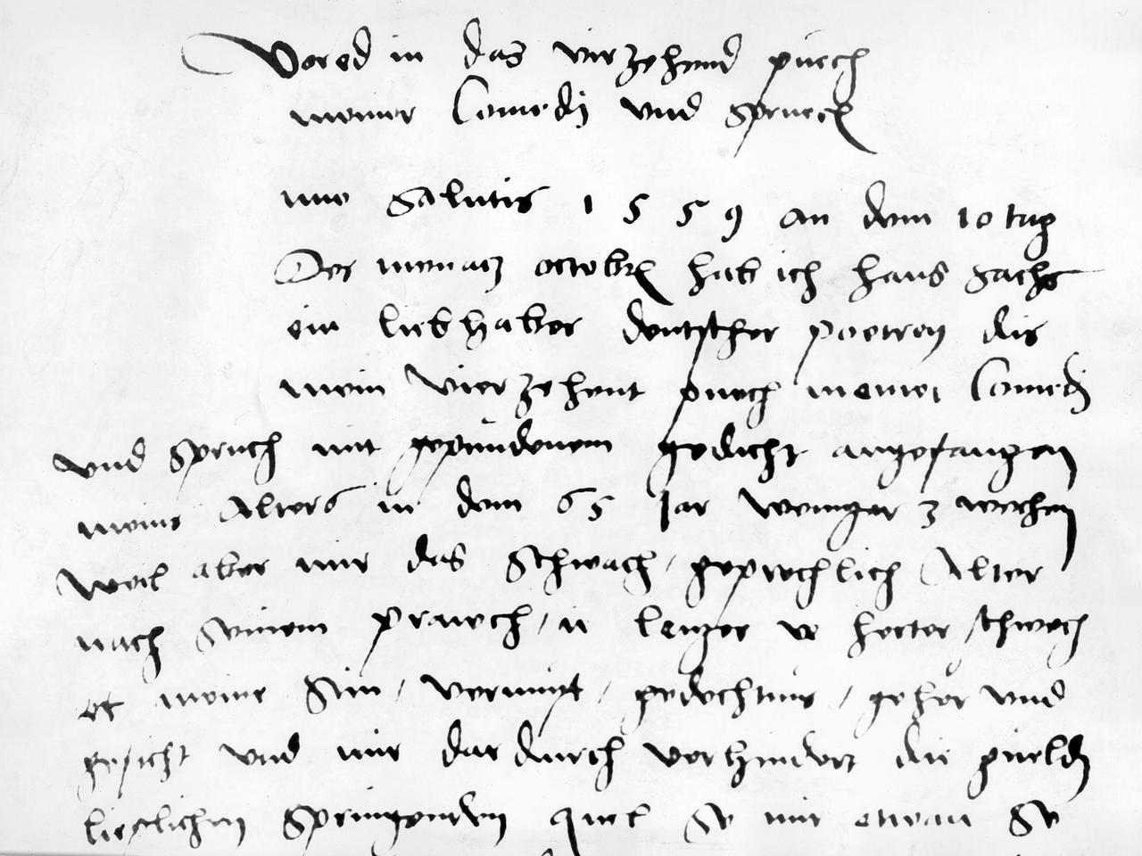 Handschrift von Hans Sachs, schwarze altdeutsche Schrift auf weißem Papier