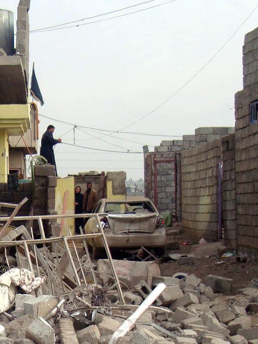Ein zerstörtes Haus in Mossul nach einem Bombenanschlag.