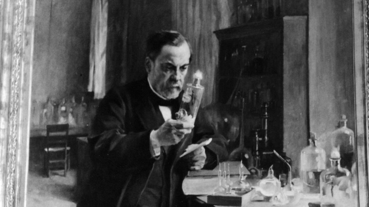 Ein Gemälde zeigt den französischen Chemiker und Mikrobiologen Louis Pasteur in seinem Labor 