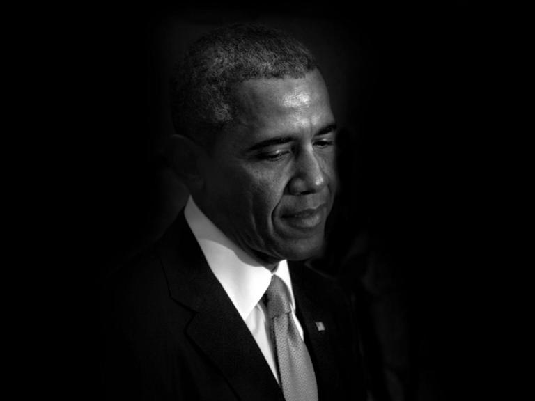 Schwarz-Weiß Portrait von Barack Obama