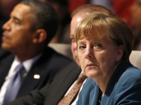 Angela Merkel während der G7-Konferenz in Den Haag.