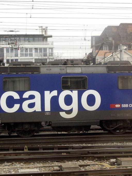 Ein Triebwagen der Abteilung -Cargo- der Schweizer Bundesbahn im Bahnhof von Basel