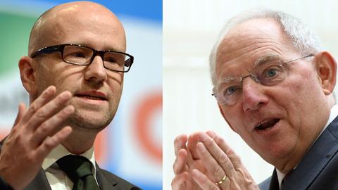 Der Generalsekretär der Bundes-CDU, Peter Tauber (Foto: Matthias Balk), und Bundesfinanzminister Wolfgang Schäuble (Foto: Stephanie Pilick)