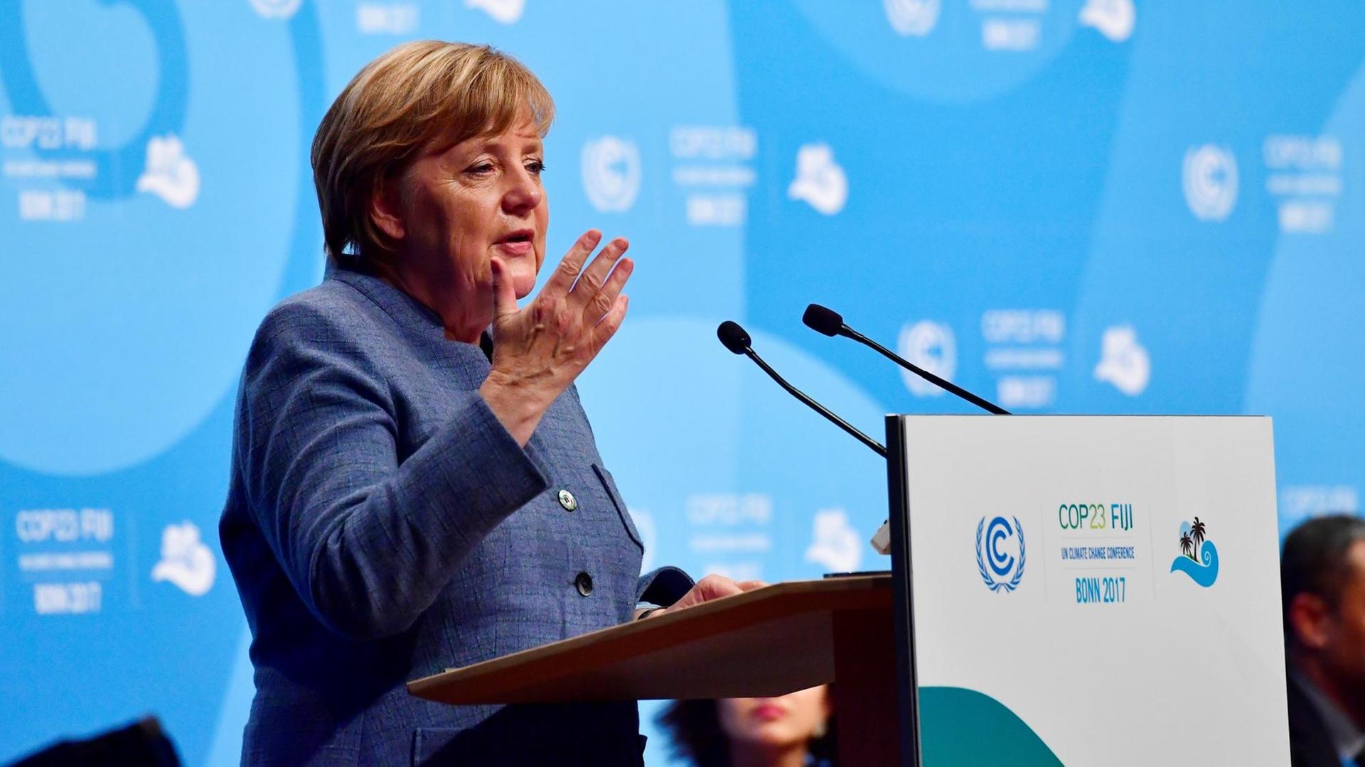 Bundeskanzlerin Merkel auf der Weltklimakonferenz in Bonn 15. 11.17.