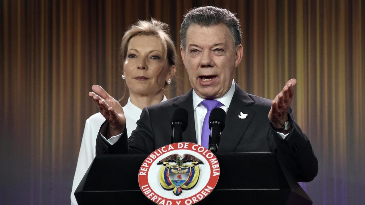 Der kolumbianische Präsident Juan Manuel Santos und seine Frau