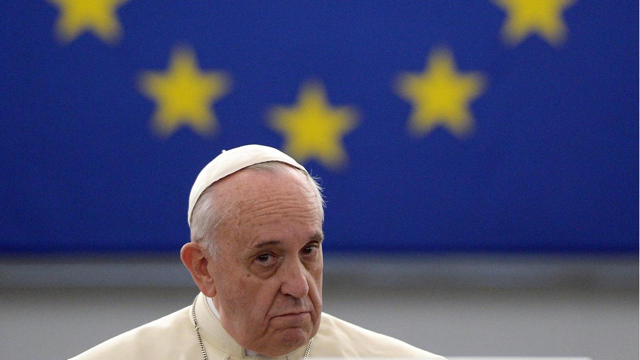 Papst Franziskus während seiner Rede vor dem Europäischen Parlament.