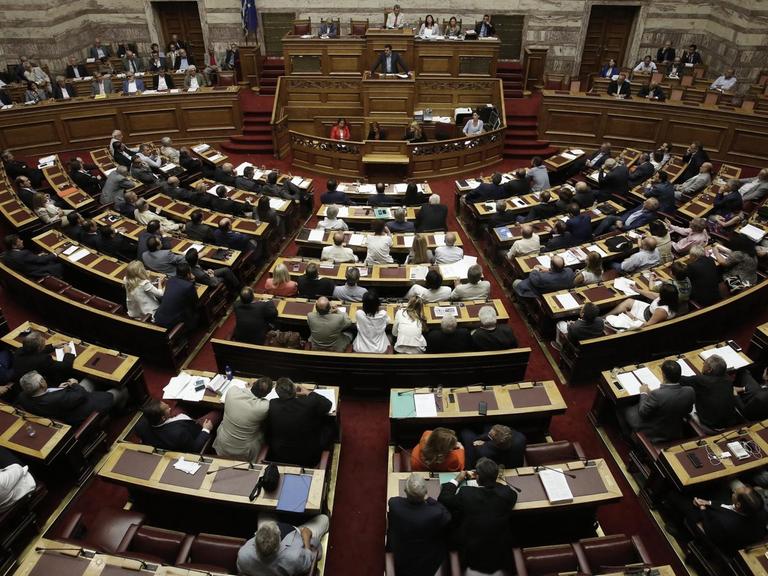 Der Parlamentssaal während der Rede von Ministerpräsident Tsipras