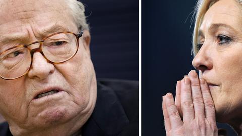 Fotomontage: Jean-Marie le Pen, Ehrenvorsitzender der französischen rechtspopulistischen Partei Front National (r) und dessen Tochter Marine Le Pen, Vorsitzende des Front National