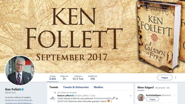 Twitteraccount des Schriftstellers Ken Follett