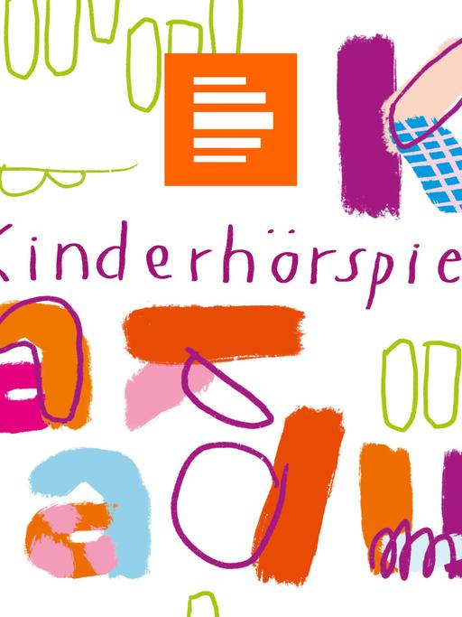 Das Podcast-Logo des "Kakadu Kinderhörspiel" zeigt den Schriftzug in kindlicher Handschrift, im Hintergrund sind die einzelnen Buchstaben in unterschiedlichen Formen und Schriften zu sehen.