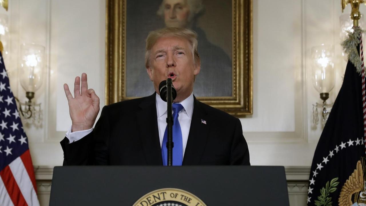 US-Präsident Donald Trump während seiner Rede über das Atomabkommen mit dem Iran.