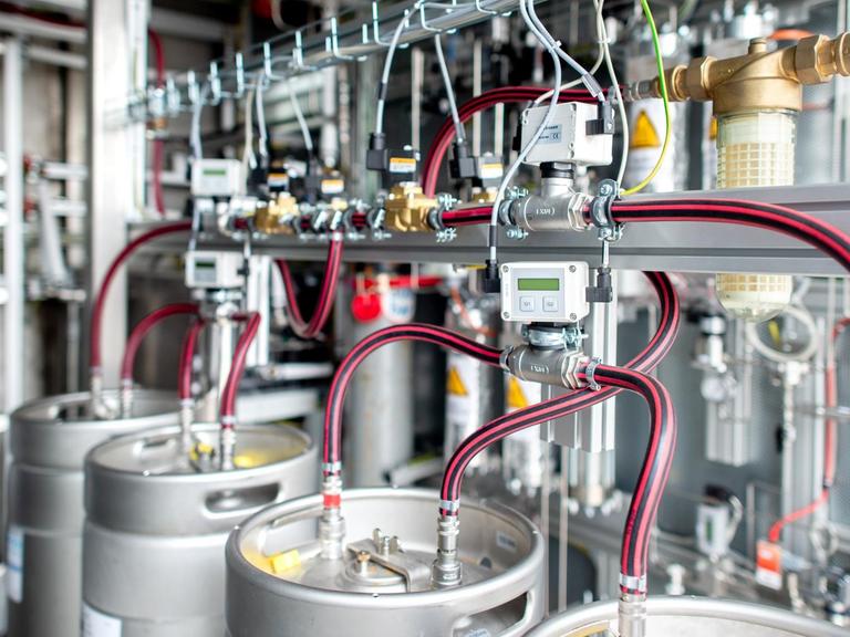 Technische Anlagen des Elektrolyseurs einer Produktionsanlage für Wasserstoff stehen auf dem Gelände der EWE im Ortsteil Huntorf.