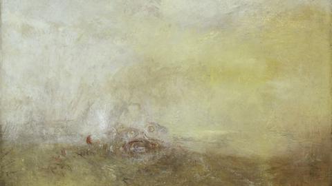 Das Bild zeigt das Gemälde "Sunrise with Sea Monster" von Joseph Mallord William Turner.