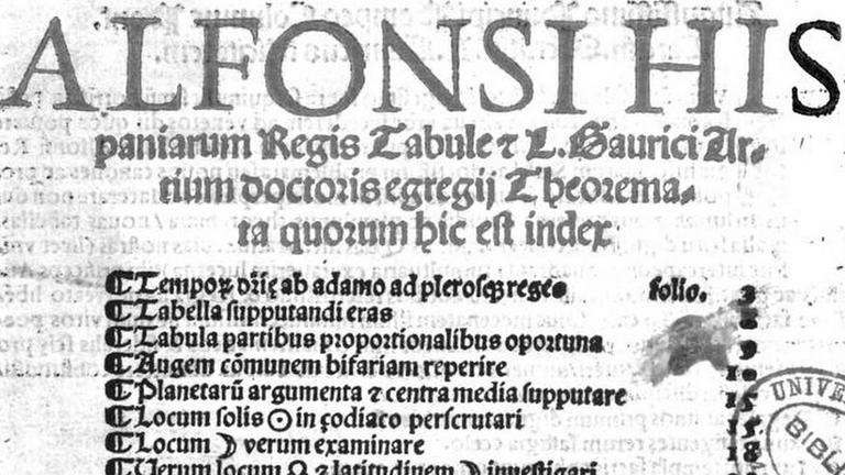 Lateinische Ausgabe der Alfonsinischen Tafeln von 1524