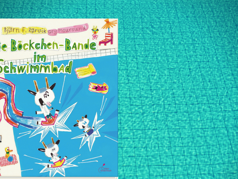 Buchcover von Björn F. Rörviks und Gry Moursunds "Die Böckchen-Bande im Schwimmbad".