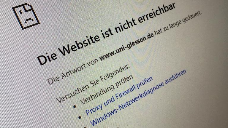 "Die Website ist nicht erreichbar" wird angezeigt, wenn man versucht, die Justus-Liebig-Universität in Gießen zu erreichen