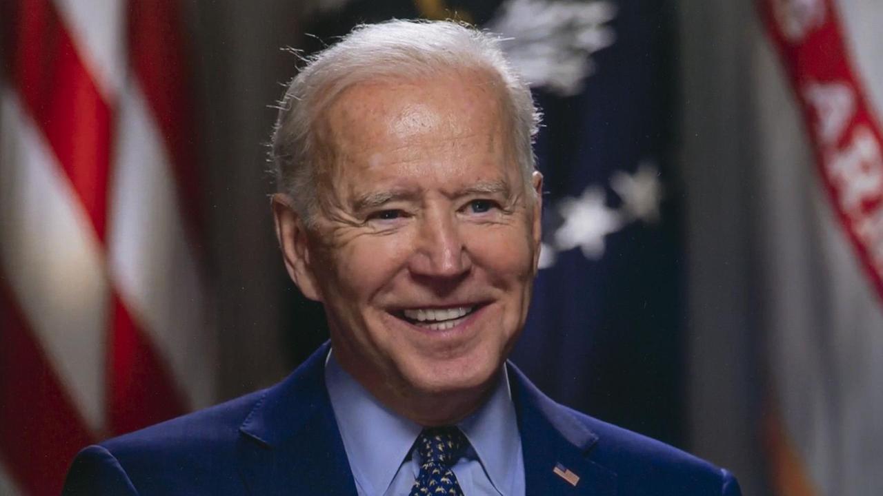 US-Präsident Joe Biden bei einem TV-Interview nach seiner Rede vor dem Kongress