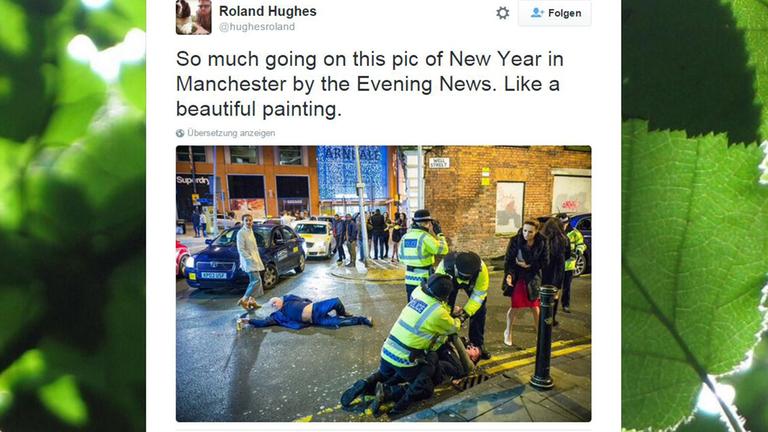 Dieses Foto der Silvesternacht in Manchester verbreitete sich Anfang des Jahres 2016 in den sozialen Netzwerken.
