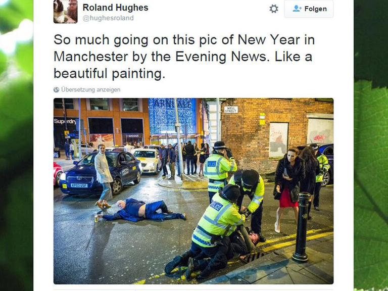 Dieses Foto der Silvesternacht in Manchester verbreitete sich Anfang des Jahres 2016 in den sozialen Netzwerken.