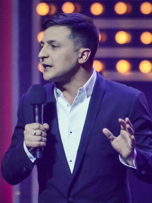 Der ukrainische Komiker und Präsidentschaftskandidat Wolodymyr Selenskyj während eienr Fernsehshow.