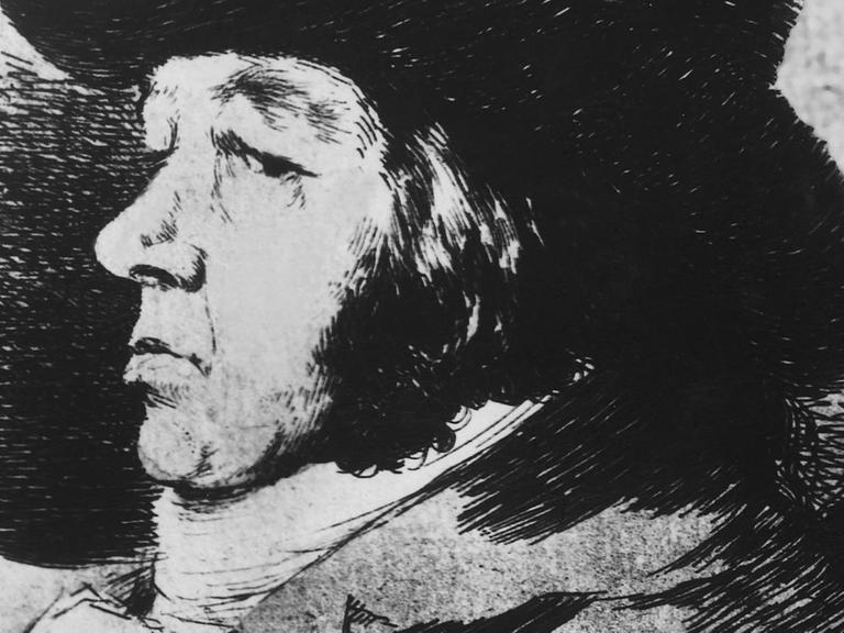 Der bedeutende spanische Maler, Radierer und Lithograph Francisco de Goya (1746-1828) in einem Selbstporträt.