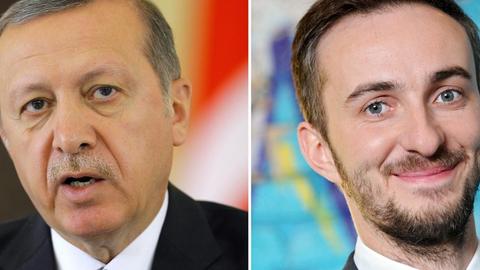 Der türkische Präsident Recep Tayyip Erdogan und ZDF-Moderator Jan Böhmermann in verschiedenen Aufnahmen nebeneinander.