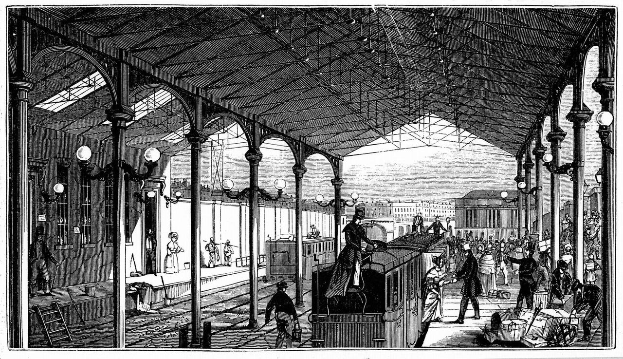 Euston Station, Londoner Endstation von London und Birmingham Railway. Ingenieur: Robert Stephenson