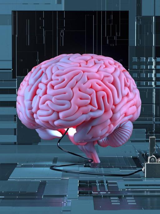 Elektronisches Gehirn verbunden mit Computertechnologie.
