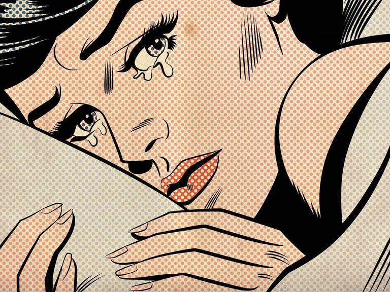 Popart Illustration einer weinenden Frau