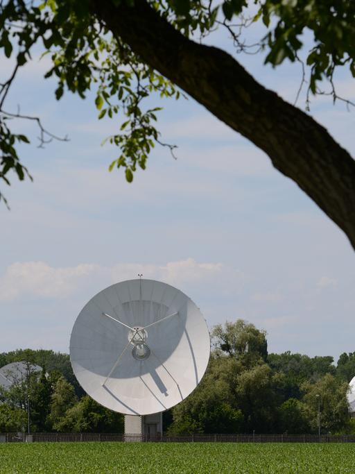 Satellitenschüsseln des Ionosphäreninstituts des Bundesnachrichtendienstens (BND) bei Rheinhausen (Baden-Württemberg).